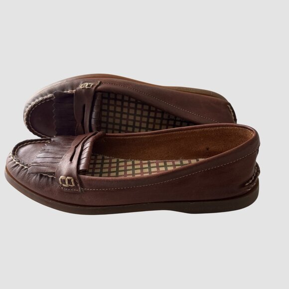 EUC Sperry Topsider Avery Kiltie Brown Penny Loafers Woman's sz 11 Leather Flats - Picture 9 of 10